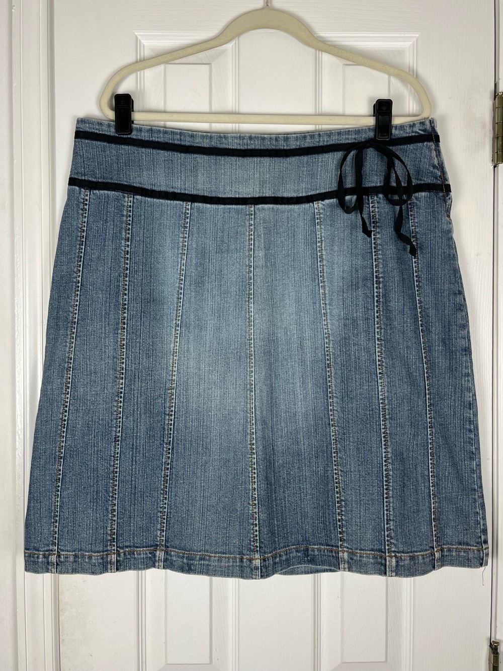 Vintage Venezia Panel Stretch Denim Skirt Knee Length Sz 18 Y2K 90’s
